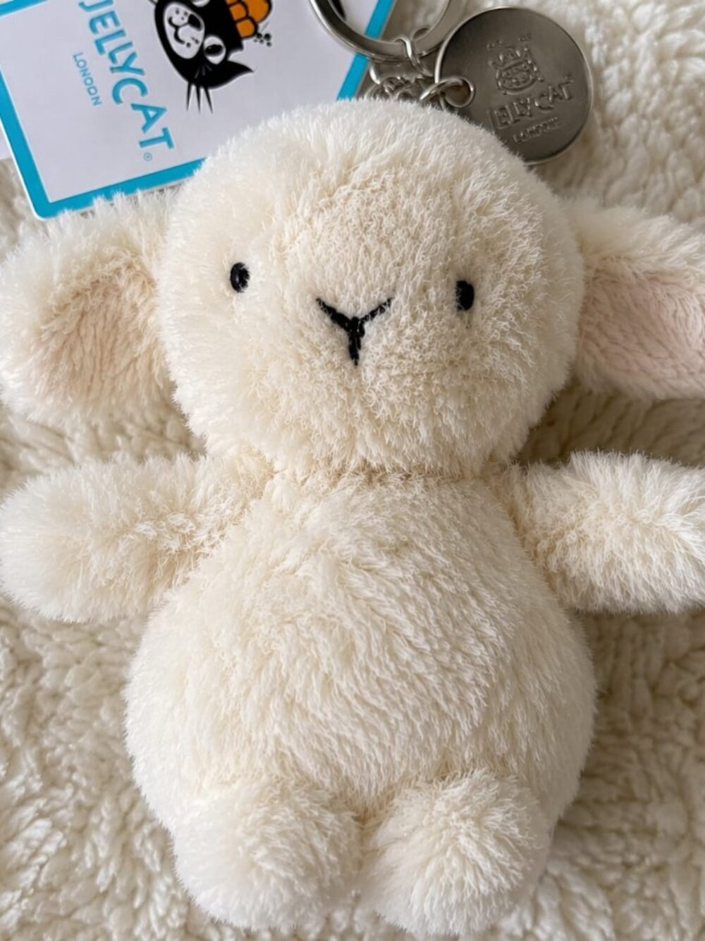 NWT Jellycat Little Lamb Bag Charm Plush Sheep Keychain Clip New - Picture 5 of 5